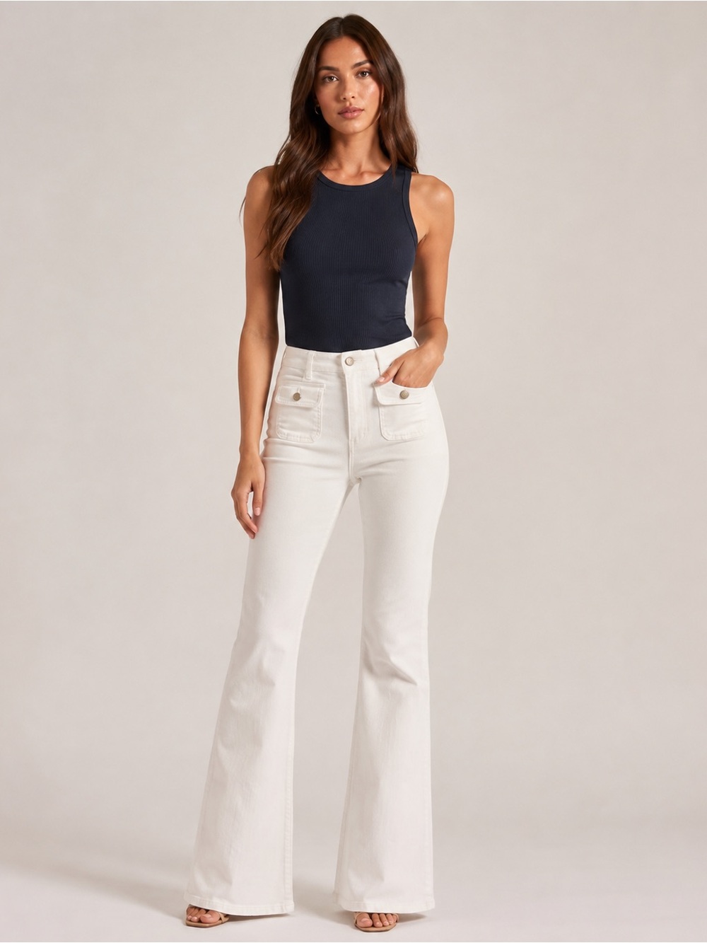 NWT Karl Lagerfeld Paris White Flare Jeans